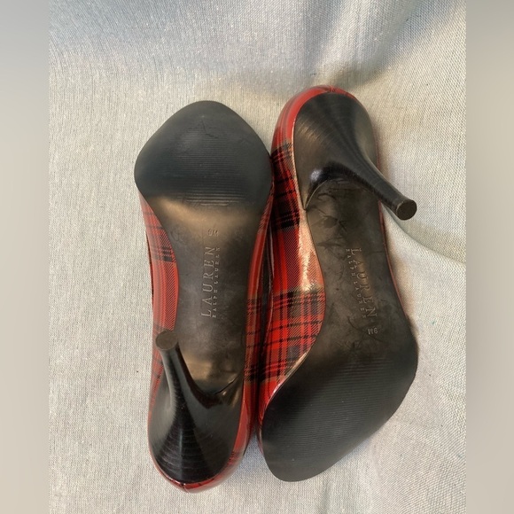 Ralph Lauren Red Heels Plaid Faux Patent Leather-9M - Picture 6 of 11